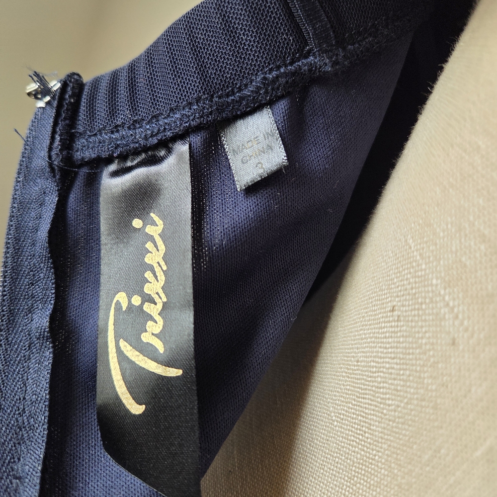 Trixxi Navy Strapless Rosette Cocktail Dress with Beaded Waistband Junior Size 3 - Picture 5 of 11